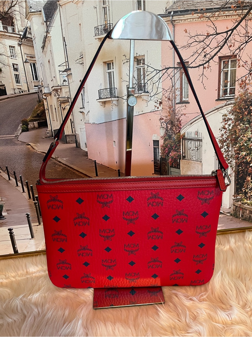 MCM Visetos Red Wristlet/Pouch NEW